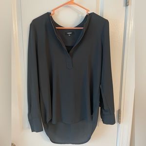 Premise Studio long sleeve V neck blouse, dark gray, XS